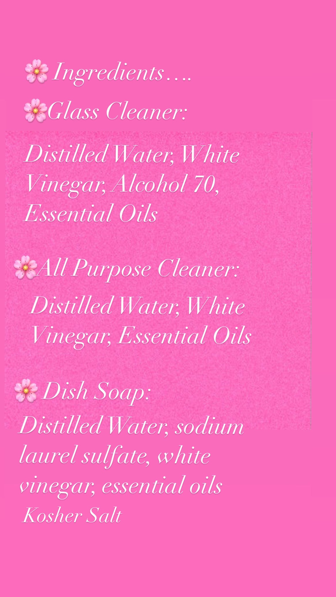 🌸 Product Ingredients